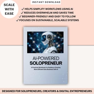 AI Solopreneur Workbook Digital Business Planner for Entrepreneur AI Strategy Guide Productivity Automation Template Online Business Startup image 2