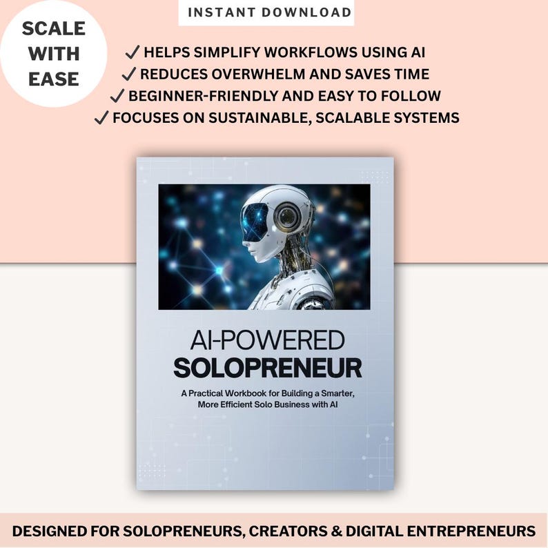 AI Solopreneur Workbook Digital Business Planner for Entrepreneur AI Strategy Guide Productivity Automation Template Online Business Startup image 2