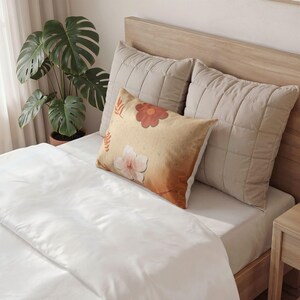 Vintage Floral Pillow Sham | Boho Peach Flowers,  with 100%  Oeko-Tex certified cotton