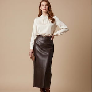 long brown leather dress It's Your Night Cut-Out Leather Midi Dress  VICI