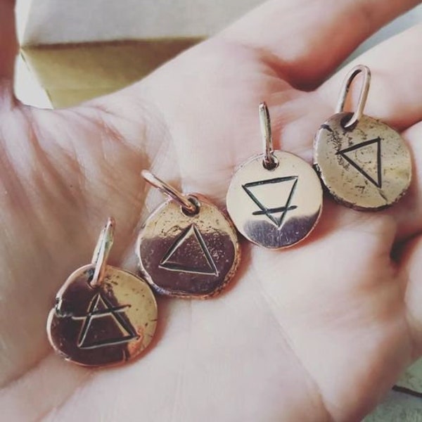 Handmade Copper Greek Elements: Earth, Water, Air & Fire Pendants/Charms