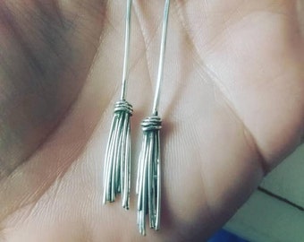 Handmade Sterling Silver Besom Broom Earrings/ Witches Broom/ Witchcraft*
