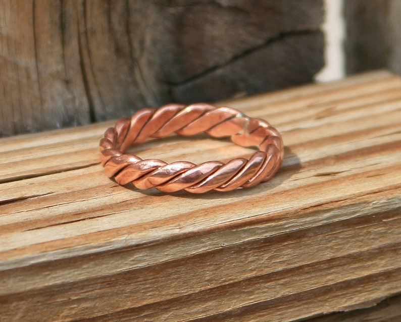 Handmade Twisted Copper Ring image 1