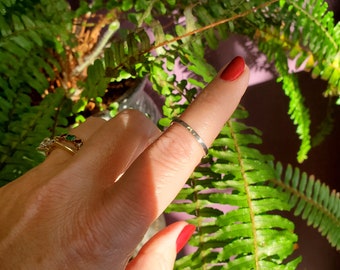 Sterling Silver 2mm Stackable Ring: Hammered, Twisted, and Knote