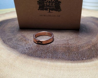 Handmade Reclaimed Copper 4 Elements Ring: Earth, Water, Air & Fire