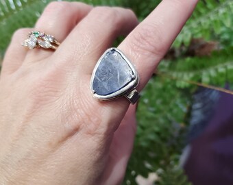 Handmade Sterling Silver Sodalite Ring w/ 14k Gold Wire Trim