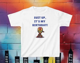 Youth Iron Man Superhero Birthday Tee Suit Up Its My Birthday Avengers Hero Shirt
