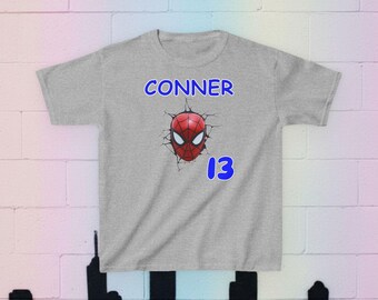 Personalized Youth Spiderman Birthday Shirt | Custom Name & Age Tee | Superhero Birthday Toddler Shirt