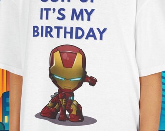 Youth Iron Man Superhero Birthday Tee Suit Up Its My Birthday Avengers Hero Shirt