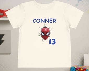 Personalized Spiderman Birthday Shirt – Custom Name & Age, Toddler Boys Superhero Birthday Tee
