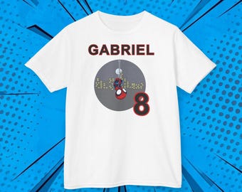 Personalized Youth Spiderman Superhero Birthday Shirt | Custom Name & Age Tee | Spiderman Birthday Shirt