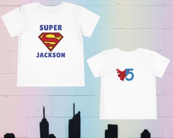 Personalized Toddler Superman Birthday Tee | Superhero Birthday Shirt | Custom Name Kids Tee