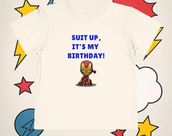 Toddler Iron Man Superhero Birthday Tee  Suit Up Its My Birthday Avengers Hero Shirt