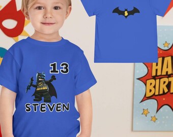 Personalized Toddler LEGO Batman Birthday Shirt | Custom Name & Age Superhero Tee