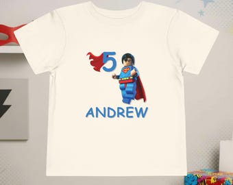 Personalized Toddler Superman Birthday Tee | SuperHero Birthday Shirt | Custom Name Kids Tee