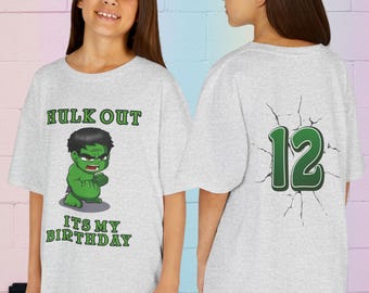 Youth Hulk Out Birthday Tee | Superhero Party Shirt | Boys Kids Comic Shirt
