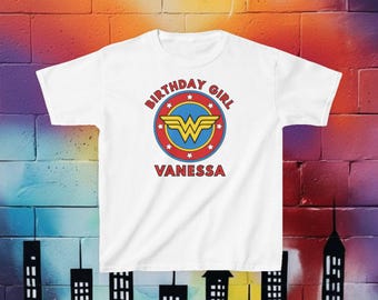 Personalized Youth Wonder Woman Birthday Shirt Custom Name Superhero Tee