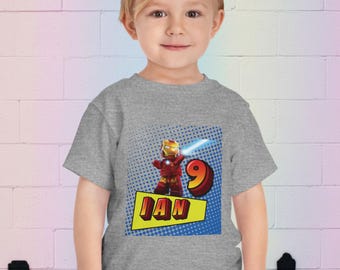 Personalized Toddler Unisex Iron Man Birthday Shirt