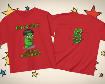 Personalized Hulk Birthday Shirt for Toddlers – Custom Name & Age, Kids Superhero Comic Tee