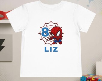 Personalized Toddler Spiderman Birthday Tee