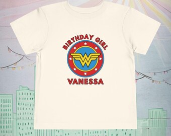 Personalized Toddler Wonder Woman Birthday Shirt  Custom Name Superhero Tee