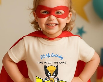 Toddler Unisex Wolverine Birthday Shirt |"Time To Cut The Cake" Youth Tee | Superhero Birthday T-Shirt