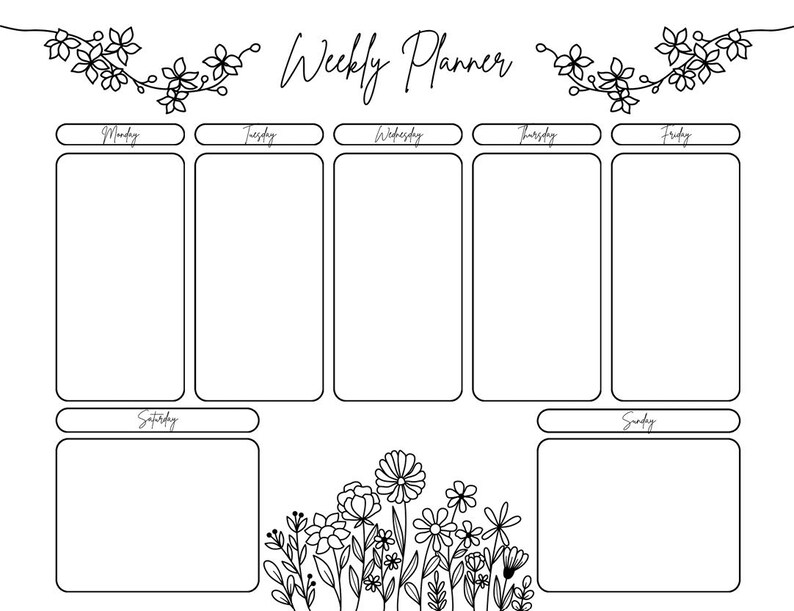 Weekly Planner Coloring Page - Etsy