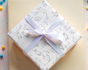 Katzen-Thema Party Geschenkverpackung für Katzenliebhaber von Katzenskizzen Geschenkpapier für Geburtstage, Katzenmenschen, Geschenke, Feiertage, Design-Zeichnungen, Katzenbesitzer