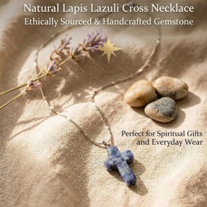 Halsband med naturligt lapis lazulikors, himmelsk blå, hänge med visdom och sanning