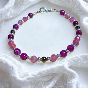 Rebecca | Ruby, Pink Spinel & Smoky Quartz Bracelet | Luxury Wire Collection
