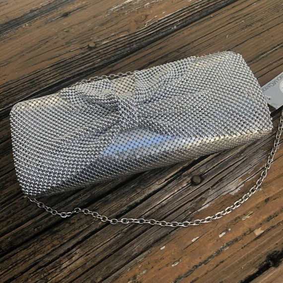 Vintage Jessica McClintock Silver Mesh Bow Purse … - image 7