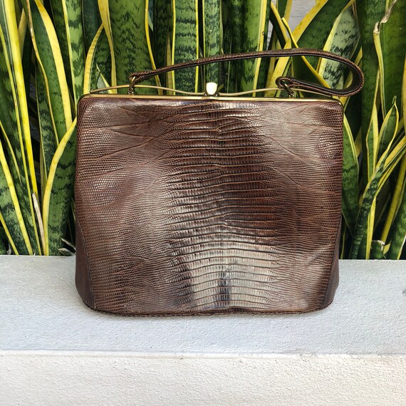 Vintage Lesco Brown Leather Bag Purse Handbag 50s… - image 4