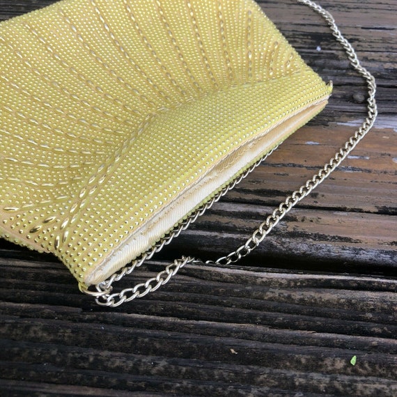 Vtg Yellow Gold Corde Art Deco Bead Purse Evening… - image 4