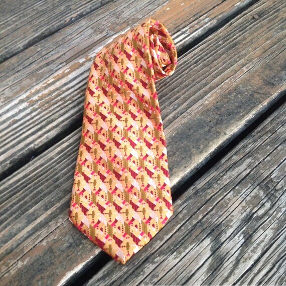 Vintage Andrews Of Long Island Tie Red Orange Gol… - image 1