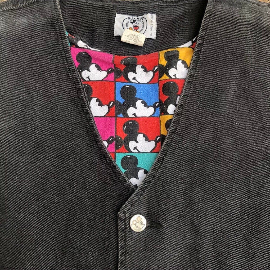 Vintage Disney Mickey & Co Mouse Denim Vest M Medium Pop Art Etsy