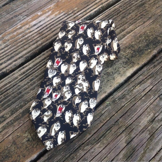 Looney Tunes Tasmanian Devil Taz Tas Tie 100% Silk Me… - Gem