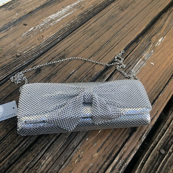 Vintage Jessica McClintock Silver Mesh Bow Purse … - image 6