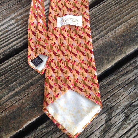 Vintage Andrews Of Long Island Tie Red Orange Gol… - image 3