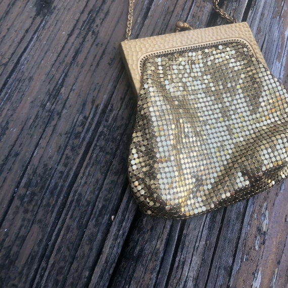 Vintage Whiting & Davis Gold Metal Mesh Purse Handbag… Gem