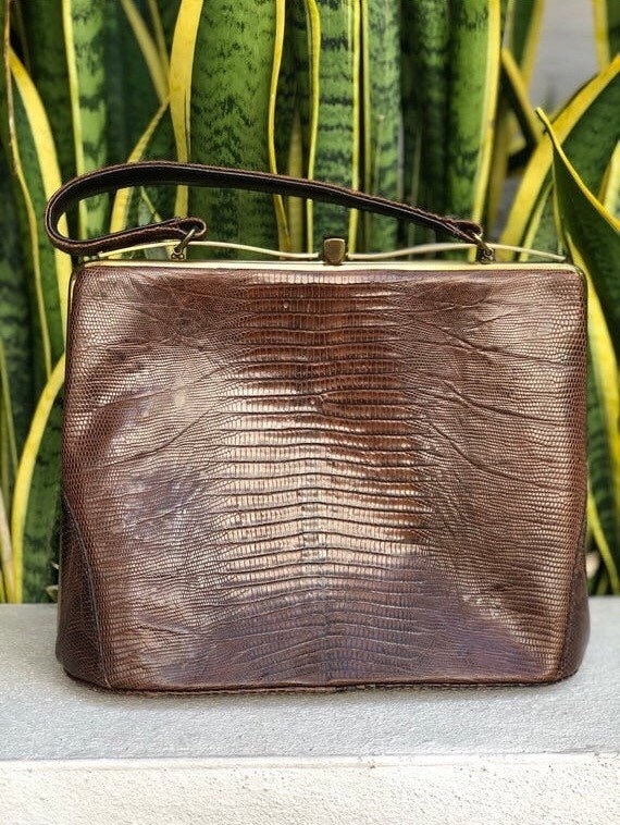 Vintage Lesco Brown Leather Bag Purse Handbag 50s… - image 1
