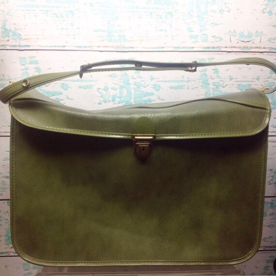 Vintage Dark Avocado Olive Green Shoe Luggage Suit