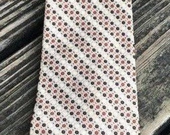 Vtg Sears Tie The Mens Store Black Red Tan Beige Light Brown Polyester 70s 80s 1970s 1980s