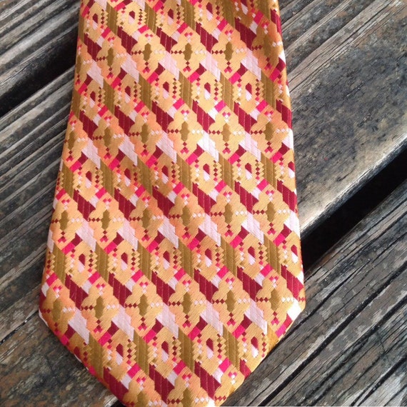 Vintage Andrews Of Long Island Tie Red Orange Gol… - image 2