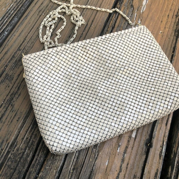 Vintage Beige Mesh Purse Clutch Handbag Tan Metal… - image 5