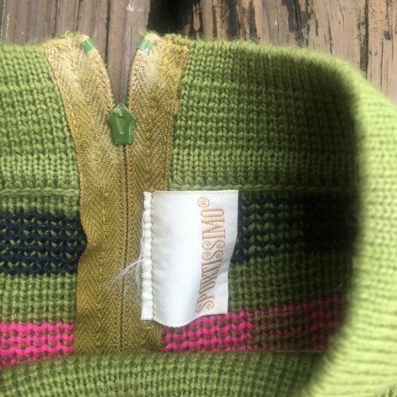 Vtg Sweater Sportissimo S M Crew Neck Pink Green … - image 3