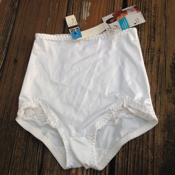 Vintage White Nylon Granny Panties M Sissy Pants Briefs Panty Lace Whisper  Soft 