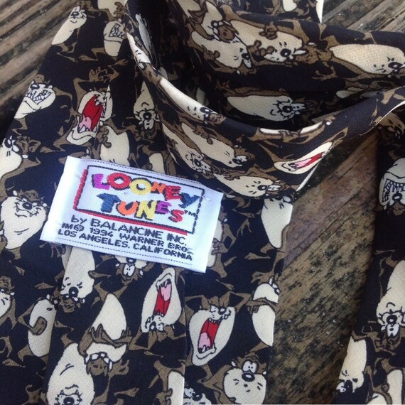 Looney Tunes Tasmanian Devil Taz Tas Tie 100% Silk Me… - Gem