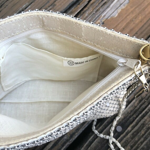 Vintage Beige Mesh Purse Clutch Handbag Tan Metal… - image 4