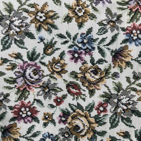 Vintage Cream Floral Tapestry Purse Handbag Bag C… - image 10