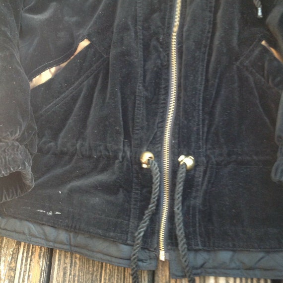 Vtg Current Seen Black Velvet Puffy Jacket Sz M 8… - image 2